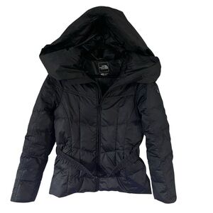 The North Face Down Black Puffer Jacket with Hood and Belt Women Size S